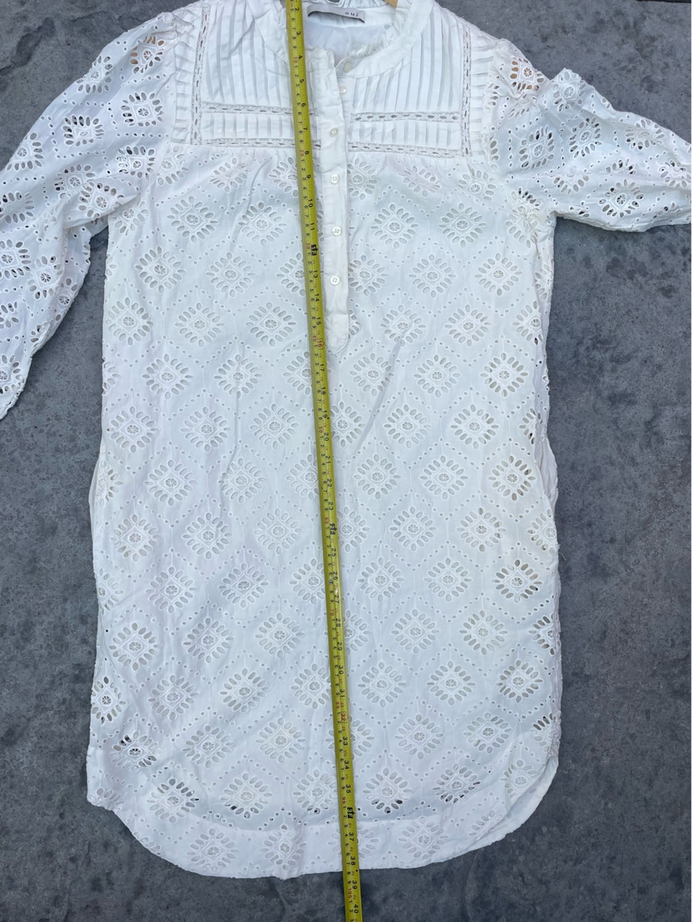 OUI Eyelet Embroidered Cotton Tunic Dress | White cream - Picture 6 of 10